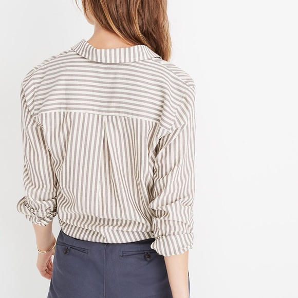 Madewell Tie-Front Shirt in Maitland Stripe Size S - Picture 3 of 8